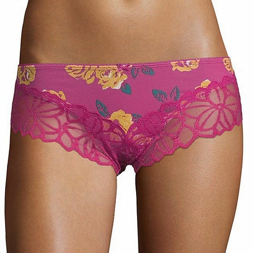 Flirtitude Women's Cheeky Panties MEDIUM Pop Rose Lace Detail Hot Hot
