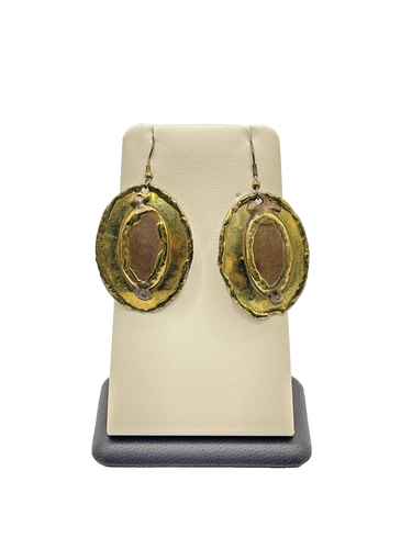 Multi-Tone Gold Plated Handmade Dangle Earrings