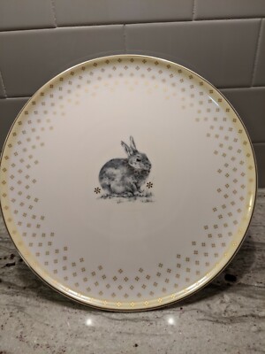 Spode Meadow Lane Bunny Rabbit Footed Porcelain Cake Stand Easter 