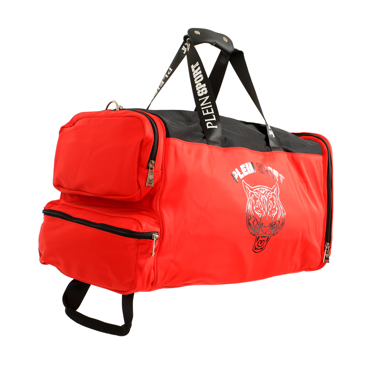 Plein Sport Men's Red Logo Print Large Travel Gym Duffle Backpack Bag