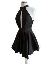 Ginger Fizz Women M Sexy Whimsigoth Cutout Plunge Halter Mini Dress Party Formal