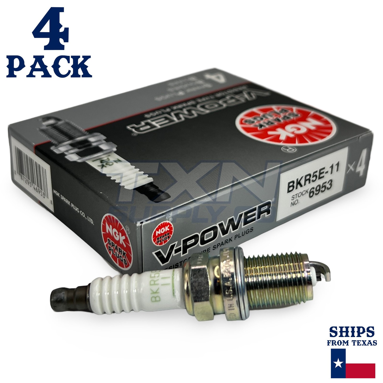 4 Pack NGK V-Power 6953 Spark Plugs BKR5E-11