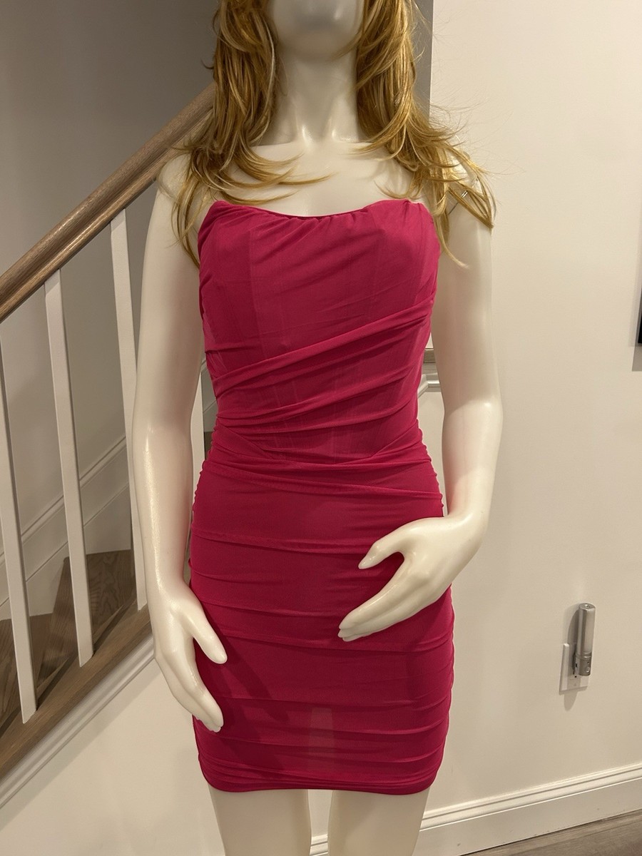 Hot Pink Sexy Mini Dress Strapless Party Club Dress Size NWT, Small Hot Pink Sexy Mini Dress Strapless Party Club Dress Size NWT, Small