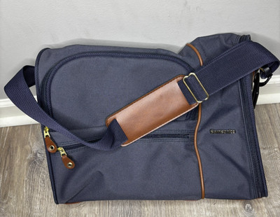 Samsonite Navy Blue Canvas Small Shoulder Bag Carry On Travel Luggage