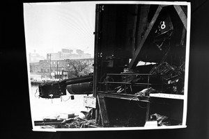 Vintage 8x10 NEGATIVE Possible Railroad Bridge Wreck Industrial Waterfront