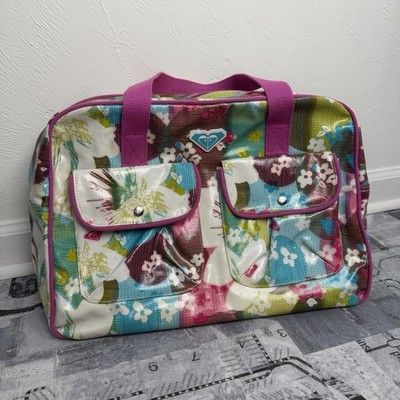 Y2k Vintage Roxy Hot Pink Tropical Floral School Travel Gym Bag Beach