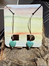 Handmade 925 Silver Long Drop Earrings With Turquoise And Garnet