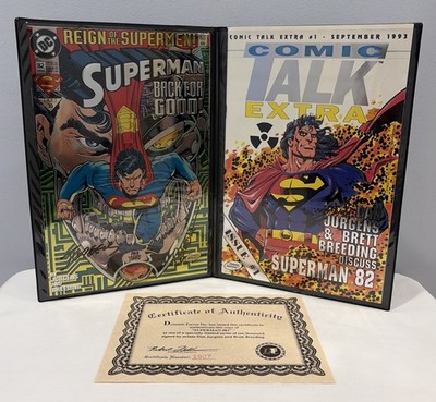 Dynamic Forces Superman #82 Signed by Breeding+Jurgens & #1 Comic Talk with COA