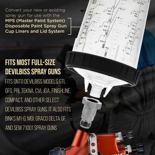 MPS Spray Gun Cup Adapter 843 - Fits Most Devilbiss, GTI, GFG, Finishline - Picture 3 of 4