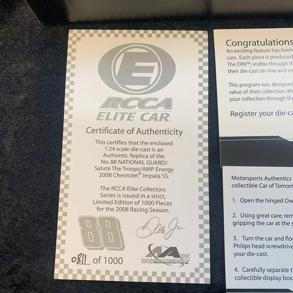 Dale Earnhardt Jr 88 National Guard AMP Mt Dew 2008 RCCA Elite 811/1000 1:24 - Image 2 of 4