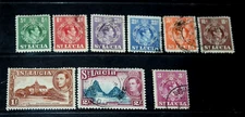 ST. LUCIA 1938 S/SET OF 9  KING GEORGE ISSUES TO 3/- ,, FINE USED