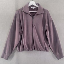Athleta Womens Sweatshirt Seasoft 1/4 Zip Bubble Hem Size Medium Gym Athleisure