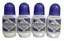 4 Pack Crystal Mineral-Enriched Deodorant Roll-On LAVENDER  WHITE TEA 2.25 oz