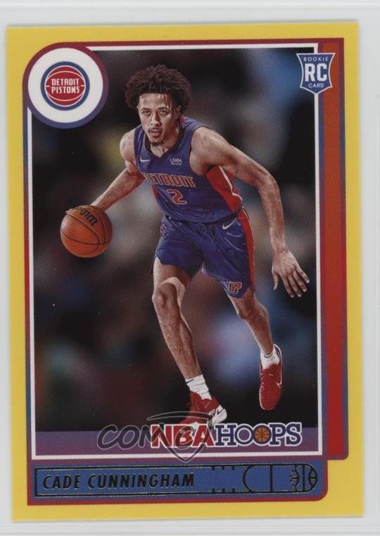 2021-22 Panini NBA Hoops Rookies Yellow Cade Cunningham #201 0m89