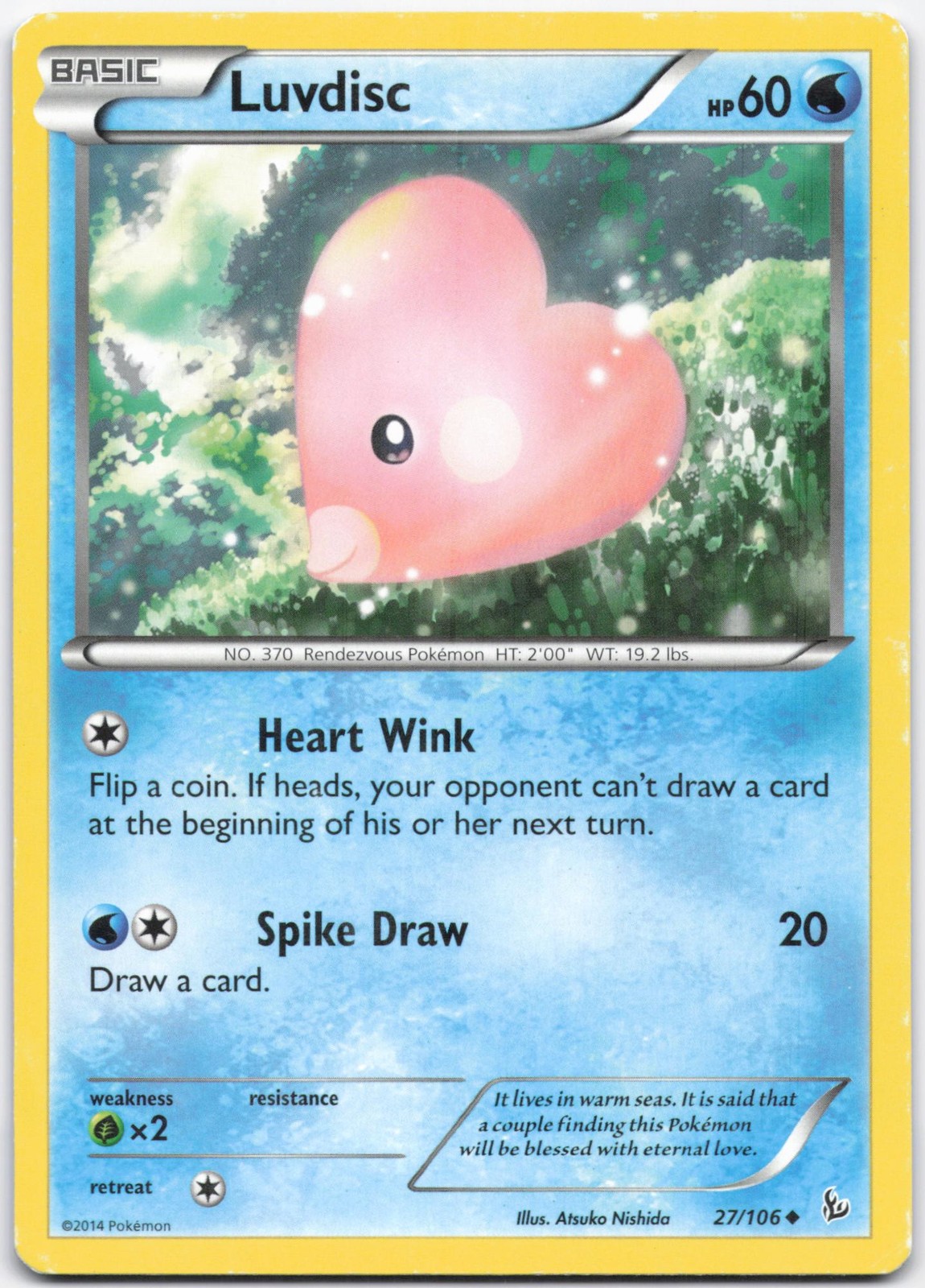 Luvdisc 27/106 Uncommon Flashfire Pokemon Heavily Played