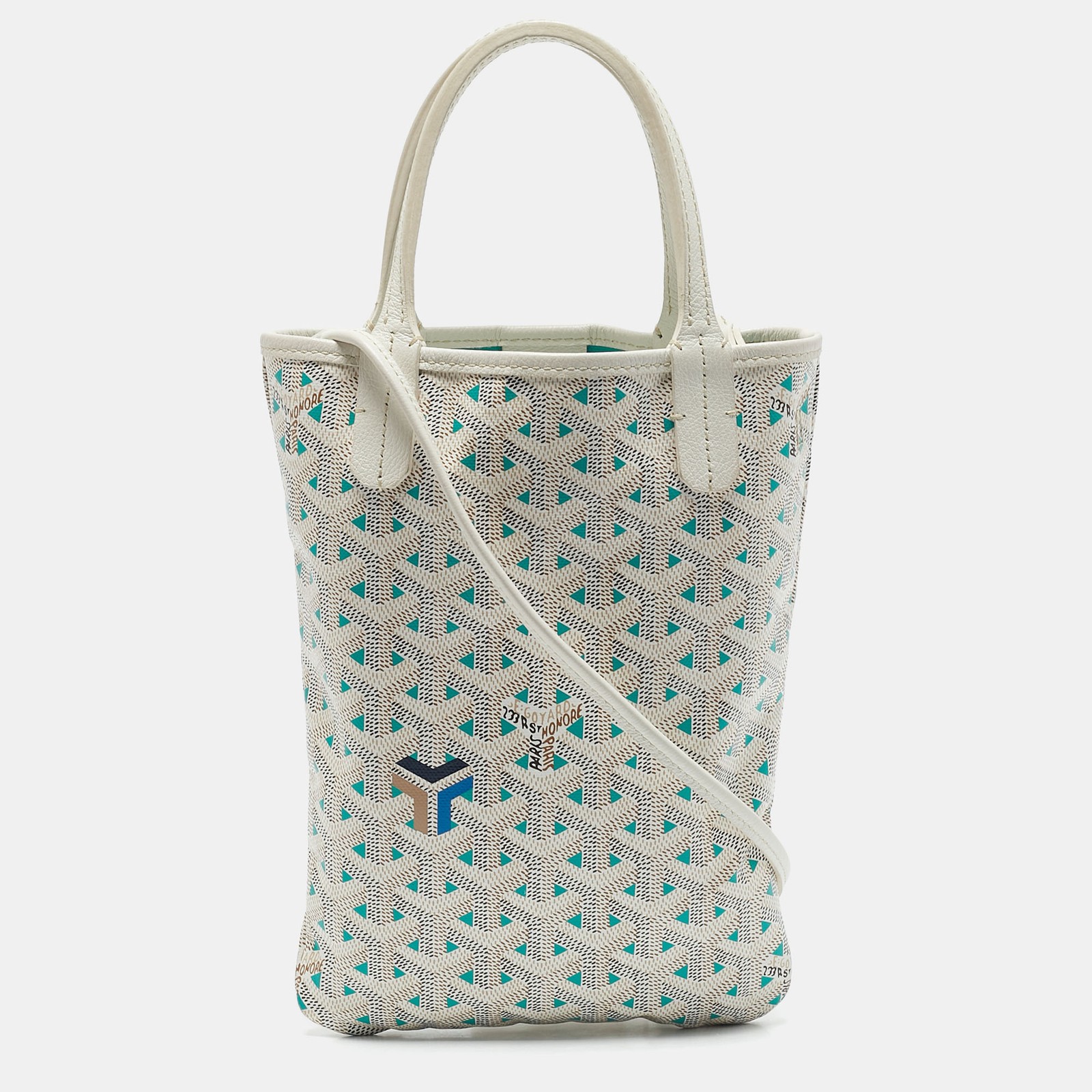 Goyard White Green Goyardine Leather Poitiers Claire Voice Bag