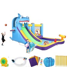 Groß Aufblasbare Hüpfburg Springburg Spielburg mit Rutsche & 550W Gebläse Kinder