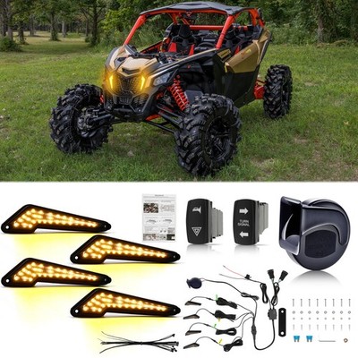 For Can-Am Maverick X3 Street Legal Kit UTV LED Turn Signal w/ Horn Plug & Play
