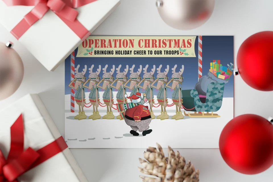 Tarjetas de Navidad militares de Papá Noel, paquete de 12 con sobres, A6 6,25" x 4,5" Foto 3 de 4