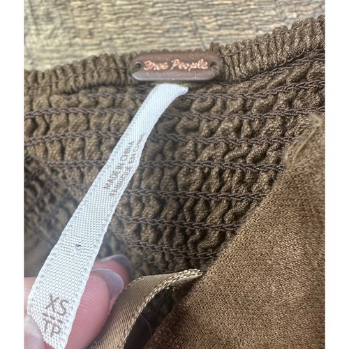 Free People Korsett Top Damen XS braun Knopfleiste Schößchen trägerlos Baumwolle - Bild 2 von 4