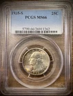 1935-S Washington Quarter PCGS MS66 RAINBOW TONED GEM BU Brilliant Uncirculated