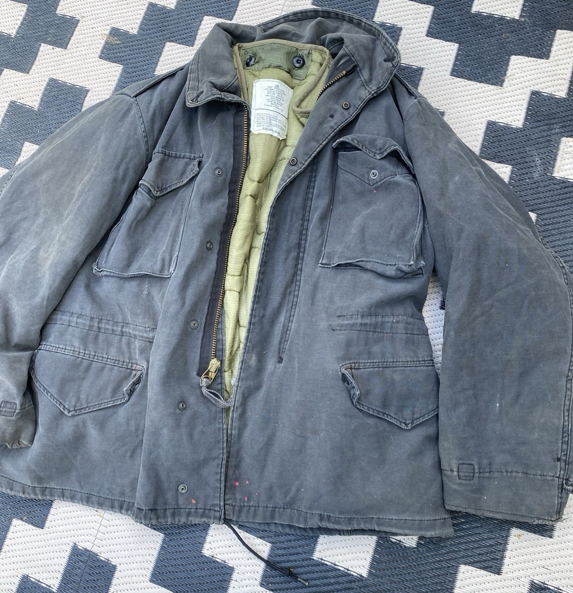 Jungle Fatigue Jacket Sz L Blackish Green Lining Lakeview