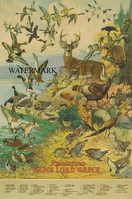 Remington Arms Hunting Gun Cartridges Advertising Poster Game Load 13''x19'' REPRO