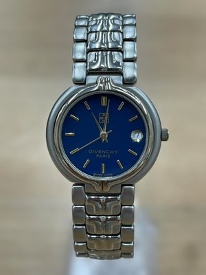 Givenchy Unisex Watch Blue Dial Stainless Croc Strap Date Display Working