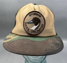 Vintage Made USA DU Ducks Unlimited Hunting Men's Snapback Trucker Camo Hat Cap