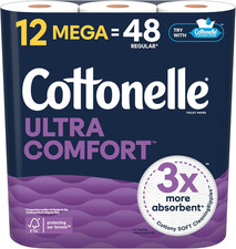 Ultra Comfort Toilet Paper, 12 Mega Rolls 48 Regular Rolls , 244 Sheets per Rol