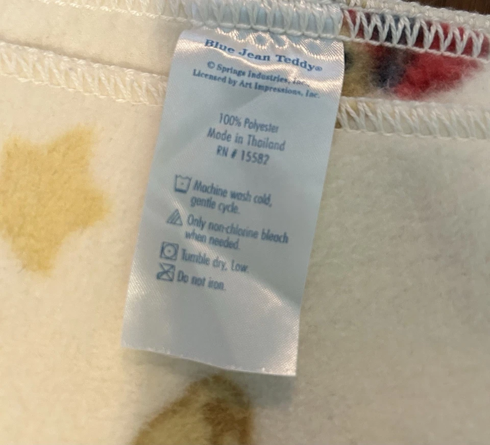 Manta de bebé azul Jean Teddys Springs Industries polar raro estrellas amarillas Foto 4 de 4