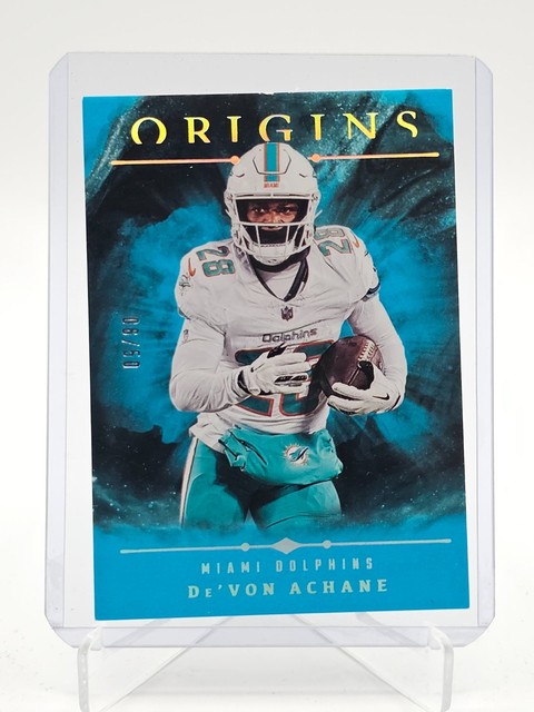 De'von Achane 2024 Panini Origins Football Turquoise /50 #38 Dolphins Q8052