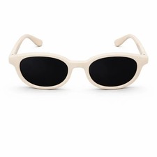 Cream White Retro Round Circle Colored Vintage Tint Sunglasses
