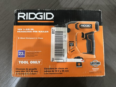 #ad NEW Ridgid R09898B: 18V Cordless 1 3 8quot; Headless 23 Gauge Pin Nailer Tool Only $97.99