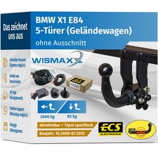 ANHÄNGERKUPPLUNG abnehmbar für BMW X1 E84 09-15 +13polig E-Satz ECS