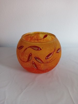 Handgefertigter Kerzenhalter Orange Fisch Blase Kugel Glas Kerzenhalter 