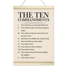 10 Ten Commandments Poster Hanger Frame, Christian Motivational Wooden Canvas...