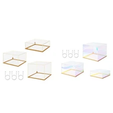 3 Pieces Acrylic Display Case Storage Boxes with LED Lights Showcase with Hollow