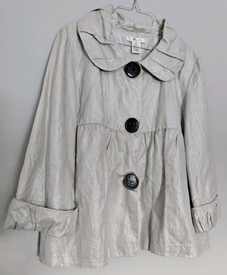 Vertigo Paris Metallic Champagne Linen Cotton Blend Party Event Jacket Sz Medium