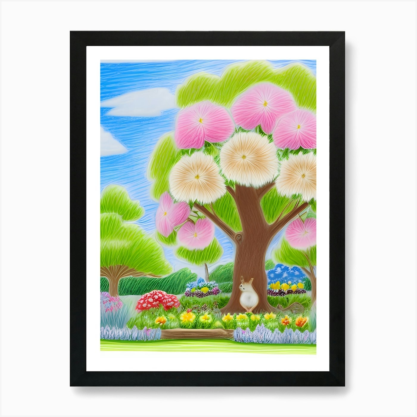 Framed Tree in the Park Art Print Canvas Wall Decor Poster