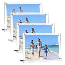 4 Packs Clear Acrylic Picture Frame 8'' x 10'' Clear Photo Frame Free Standing