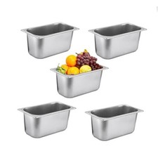 5 Pack Stainless Steel Hotel Pans  1/3 Size  6" Deep Steam 1/3 Size x 6" Deep