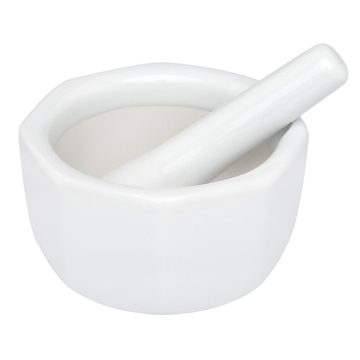 Hic Kitchen 35 Inch White Porcelain Mortar And Pestle Set For Grinding Herbs