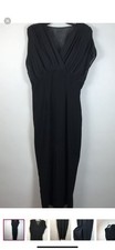 Carole Little 90’s Vintage 14 Black Sheer Empire Dress Deep Slit Glam Sexy C