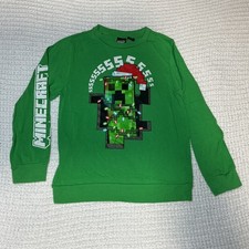 Minecraft Creeper Christmas Sweatshirt Boys Girls size Large Green Mad Engine