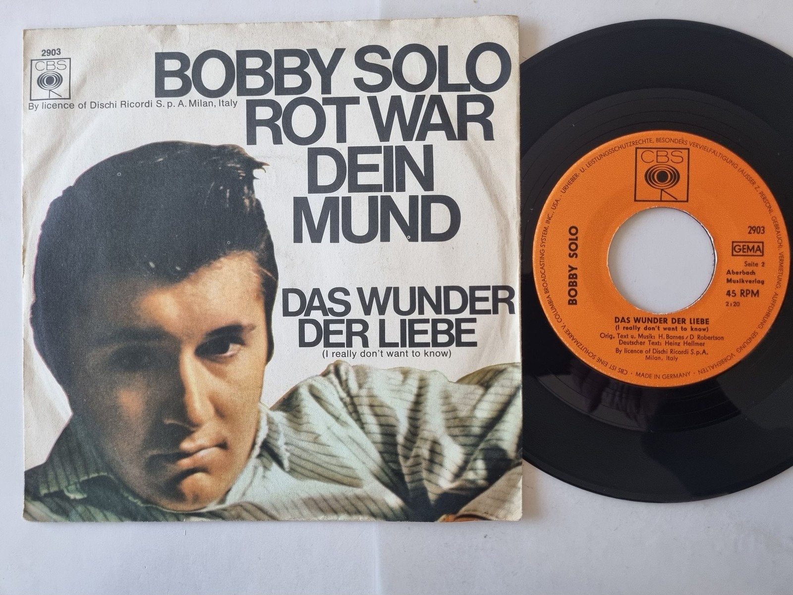 Bobby Solo - Rot War Dein Mund 7'' Vinyl Germany