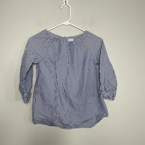 Crewcuts Girls Top Blue White Striped Tie-Sleeve Shirt Size 12 Blouse Nautical