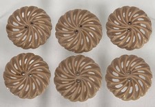 (6) Antique Beige Celluloid Swirl Spiral Design Pinwheel Button Set