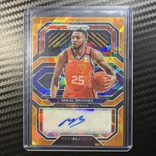 Panini 2020-21 Prizm Mikal Bridges Penmanship Orange Ice Prizm Auto #PE-MKL Suns