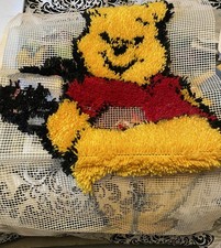 One Lot Latch Hook Yarn, Patterns, 2 pillows 1 Rug Partially Done